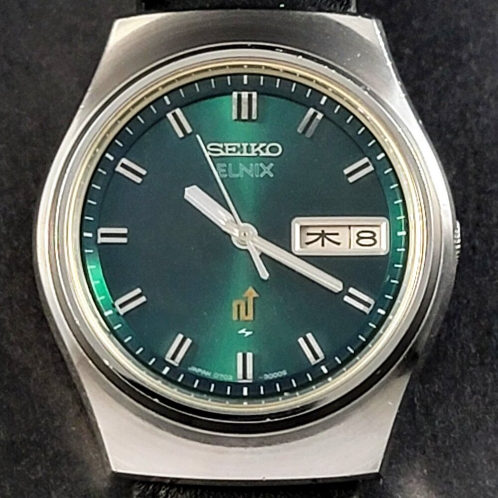 Vintage Seiko Elnix 0703-8000 Green Dial JAPAN Exclusive!